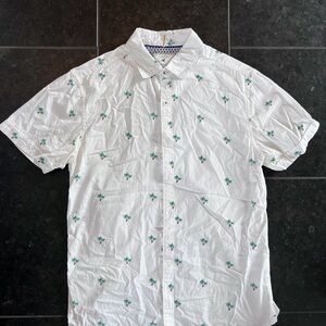 Denim & Flower White and Green Casual Button Down Shirt